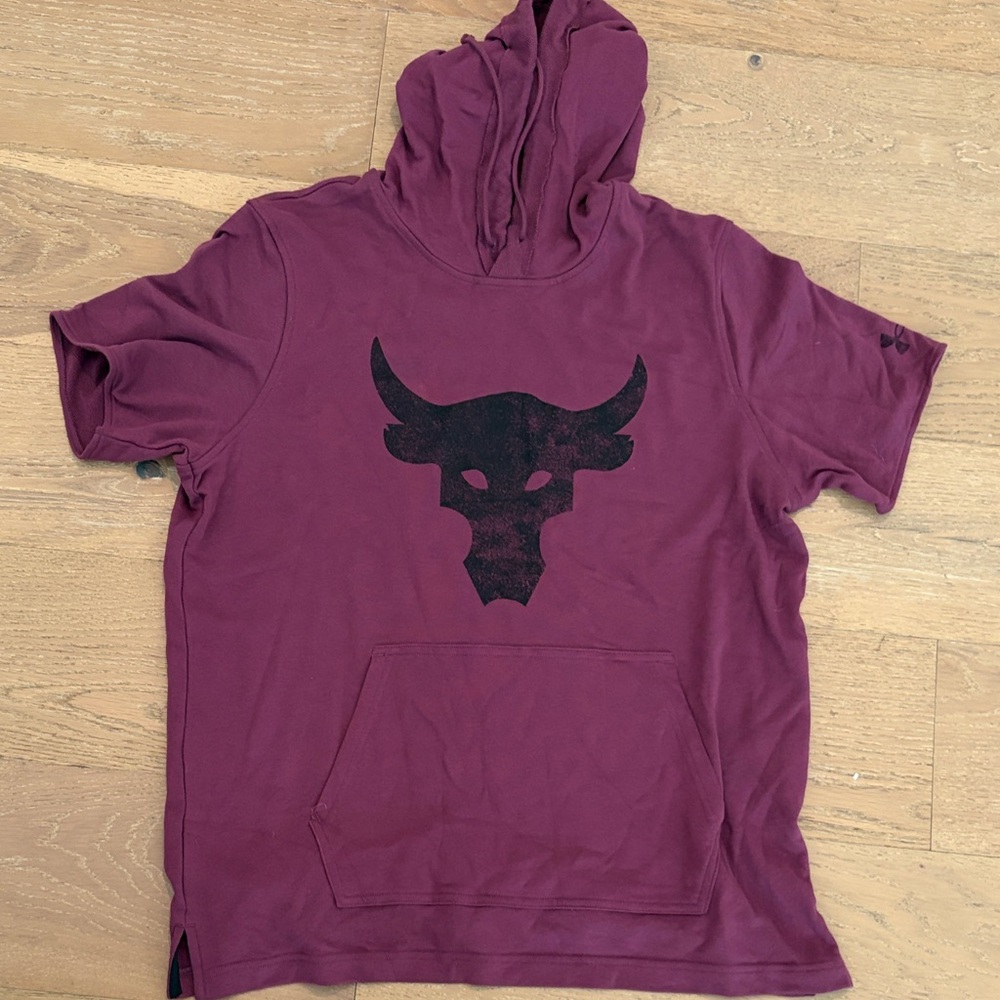 Under Armour Maroon Short-Sleeve Hoodie with Black Trim